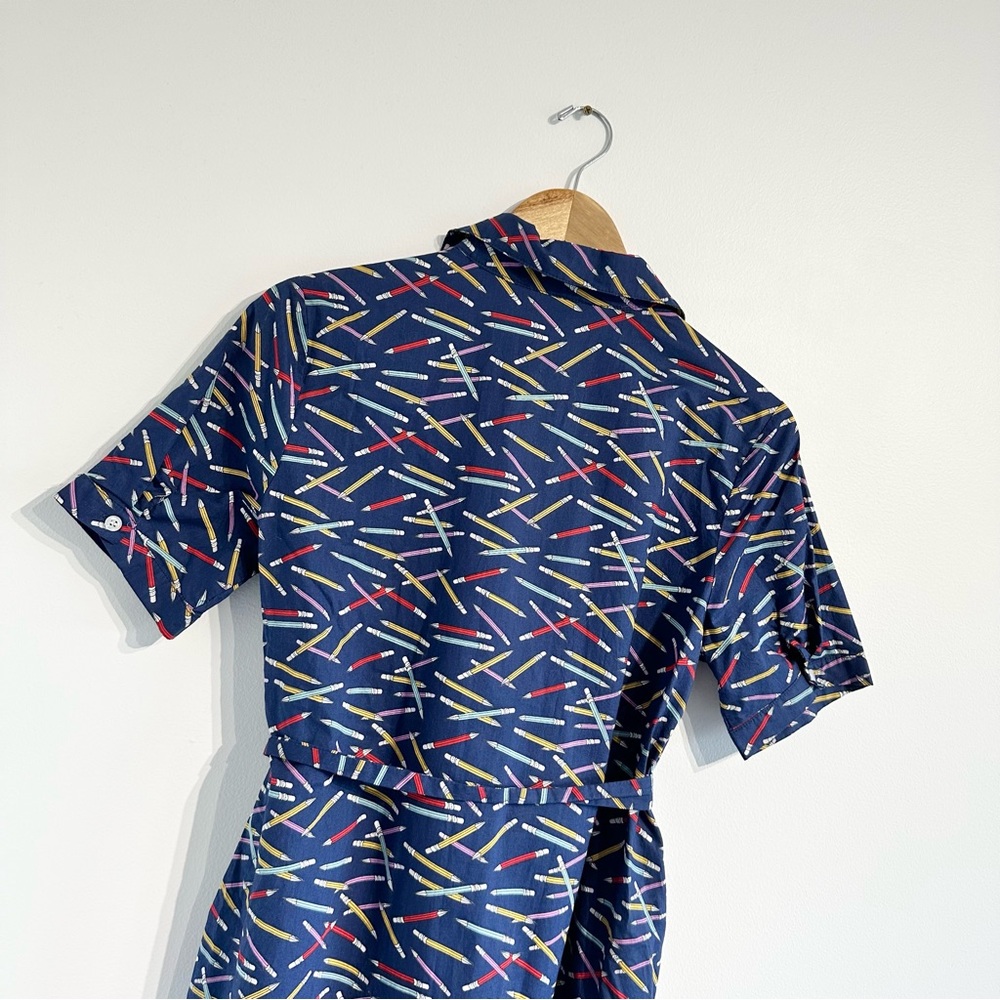 ModCloth Navy Multicolor Patterned Shirt Dress - Picture 9 of 11